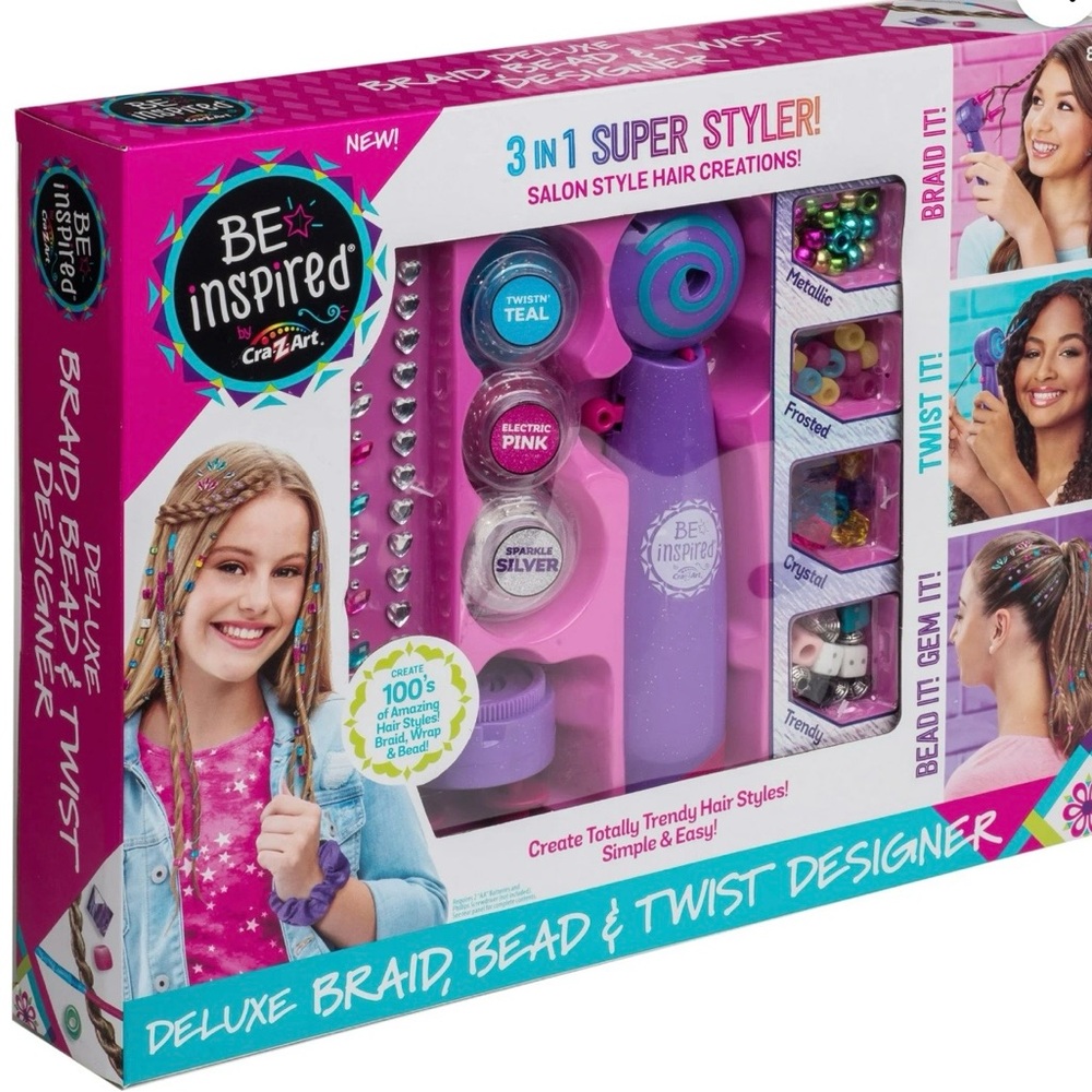 Be Inspired Deluxe Braid, Bead & Twist Styler - Purple, Pink, Blue